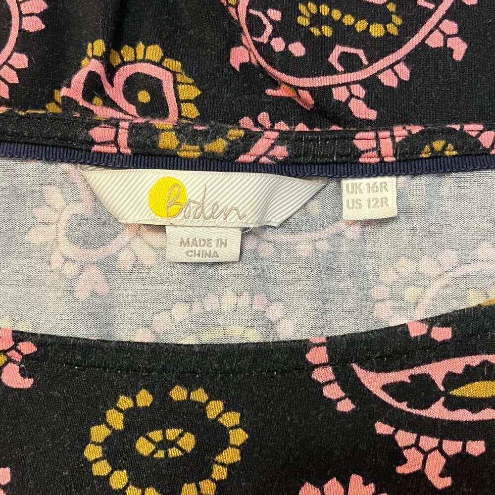 BODEN Evelyn Jersey Midi Dress Azalea Paisley Pink Black 12 - Picture 7 of 8